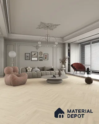 Hybrid HDF Herringbone Laminate Wood Floor AC5 Grade LF 00343 E Beaconia Ember Light 24 x 4 inch (600x100 mm) - 8 mm | 100 HRS Spill Proof | ESCT Technology | Anti Static and Stain Resistant | 0.5 mm V Groove | EIR Surface | Uniclic Installation | 48 Plank Variations