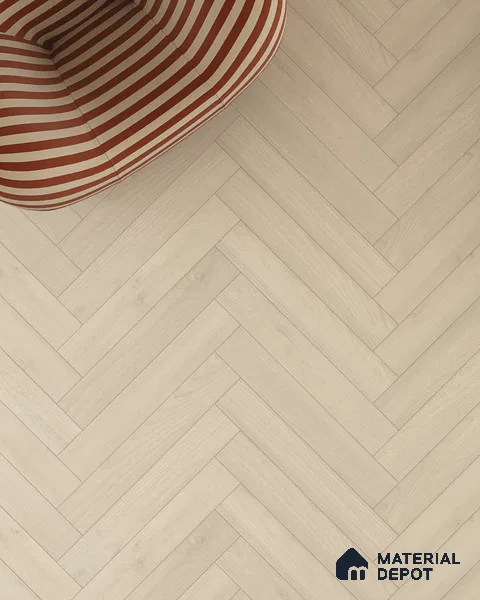 Hybrid HDF Herringbone Laminate Wood Floor AC5 Grade LF 00343 E Beaconia Ember Light 24 x 4 inch (600x100 mm) - 8 mm | 100 HRS Spill Proof | ESCT Technology | Anti Static and Stain Resistant | 0.5 mm V Groove | EIR Surface | Uniclic Installation | 48 Plank Variations