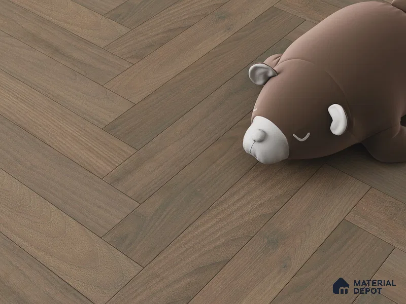 Hybrid HDF Herringbone Laminate Wood Floor AC5 Grade LF 00343 H Beaconia Forest Nocturne 24 x 4 inch (600x100 mm) - 8 mm | 100 HRS Spill Proof | ESCT Technology | Anti Static and Stain Resistant | 0.5 mm V Groove | EIR Surface | Uniclic Installation | 48 Plank Variations