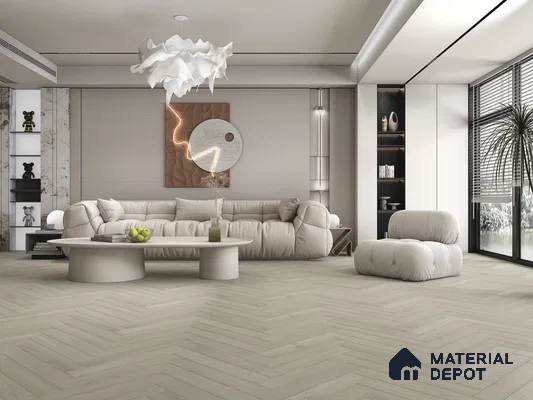 Hybrid HDF Herringbone Laminate Wood Floor AC5 Grade LF 00343 C Beaconia Hazelnut Glow 24 x 4 inch (600x100 mm) - 8 mm | 100 HRS Spill Proof | ESCT Technology | Anti Static and Stain Resistant | 0.5 mm V Groove | EIR Surface | Uniclic Installation | 48 Plank Variations