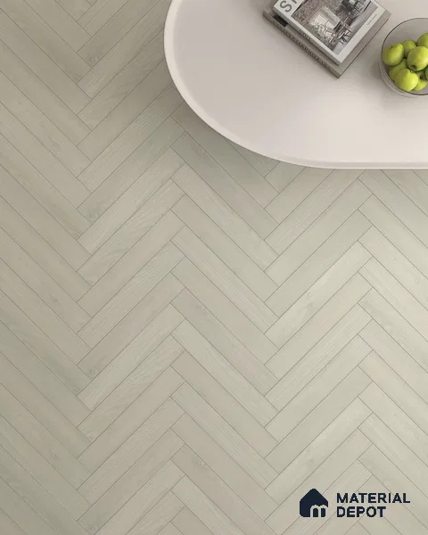 Hybrid HDF Herringbone Laminate Wood Floor AC5 Grade LF 00343 C Beaconia Hazelnut Glow 24 x 4 inch (600x100 mm) - 8 mm | 100 HRS Spill Proof | ESCT Technology | Anti Static and Stain Resistant | 0.5 mm V Groove | EIR Surface | Uniclic Installation | 48 Plank Variations