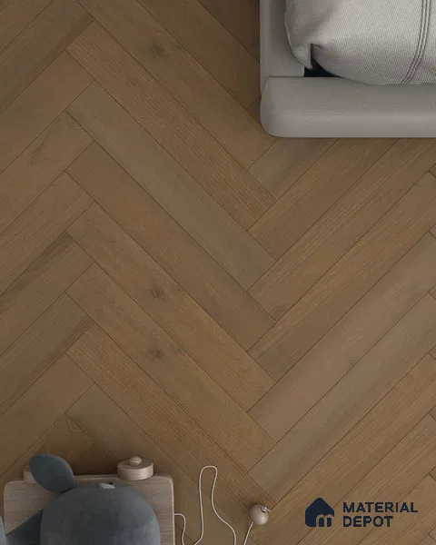 Hybrid HDF Herringbone Laminate Wood Floor AC5 Grade LF 00343 D Beaconia Rustic Harmony 24 x 4 inch (600x100 mm) - 8 mm | 100 HRS Spill Proof | ESCT Technology | Anti Static and Stain Resistant | 0.5 mm V Groove | EIR Surface | Uniclic Installation | 48 Plank Variations