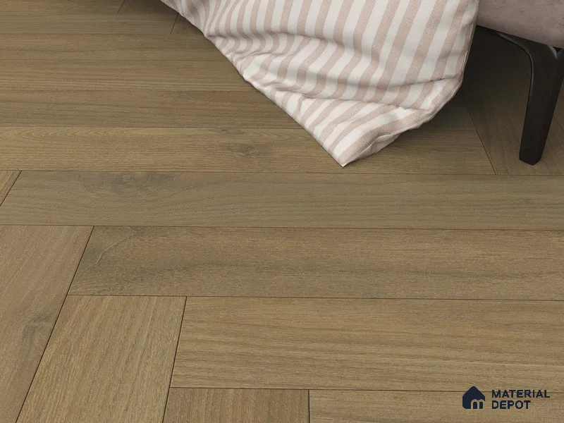 Hybrid HDF Herringbone Laminate Wood Floor AC5 Grade LF 00343 G Beaconia Sepia Silk 24 x 4 inch (600x100 mm) - 8 mm | 100 HRS Spill Proof | ESCT Technology | Anti Static and Stain Resistant | 0.5 mm V Groove | EIR Surface | Uniclic Installation | 48 Plank Variations