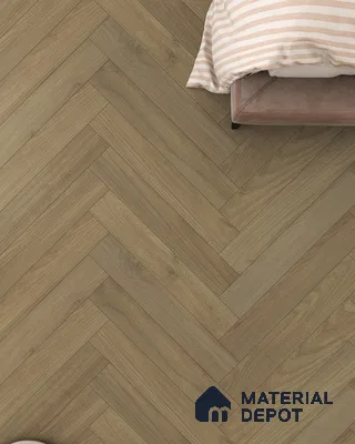 Hybrid HDF Herringbone Laminate Wood Floor AC5 Grade LF 00343 G Beaconia Sepia Silk 24 x 4 inch (600x100 mm) - 8 mm | 100 HRS Spill Proof | ESCT Technology | Anti Static and Stain Resistant | 0.5 mm V Groove | EIR Surface | Uniclic Installation | 48 Plank Variations