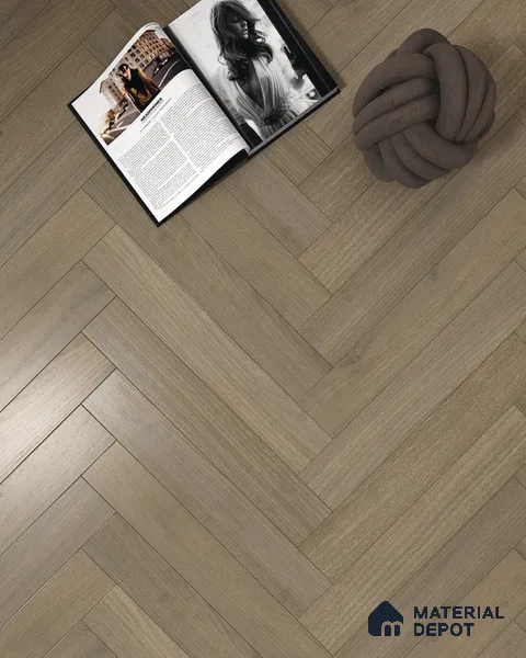 Hybrid HDF Herringbone Laminate Wood Floor AC5 Grade LF 00343 F Beaconia Umber Mystique 24 x 4 inch (600x100 mm) - 8 mm | 100 HRS Spill Proof | ESCT Technology | Anti Static and Stain Resistant | 0.5 mm V Groove | EIR Surface | Uniclic Installation | 48 Plank Variations
