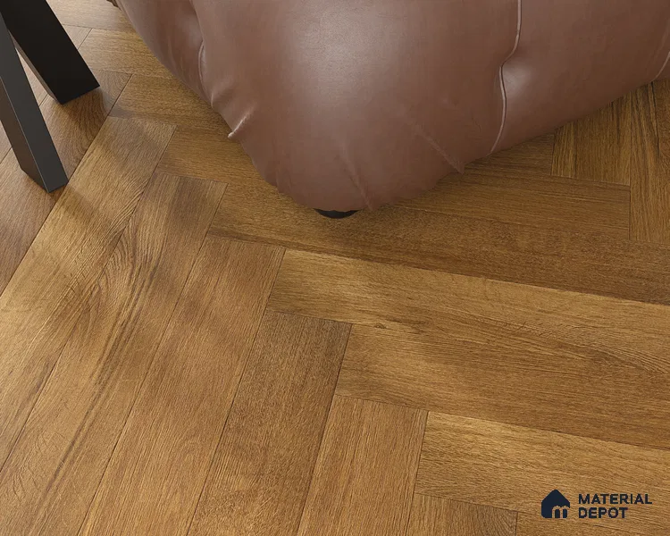 Hybrid HDF Herringbone Embossed Laminate Wood Floor AC5 Grade LF 00344 E Livanti Classic Walnut 24 x 4 inch (600x100 mm) - 10 mm | 100 HRS Spill Proof | ESCT Technology | Anti Static and Stain Resistant | 0.5 mm V Groove | 2G Click Lock | 36 Plank Variations | 25 Years Guarantee