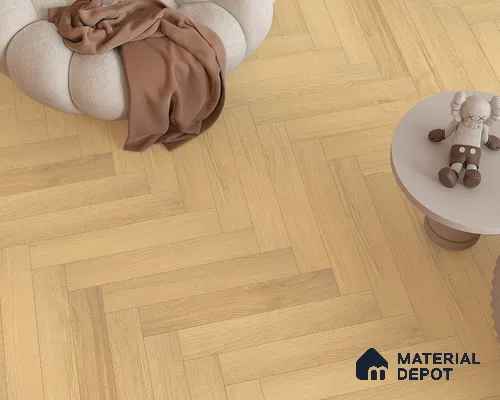 Hybrid HDF Herringbone Embossed Laminate Wood Floor AC5 Grade LF 00344 Livanti Golden Walnut 24 x 4 inch (600x100 mm) - 10 mm | 100 HRS Spill Proof | ESCT Technology | Anti Static and Stain Resistant | 0.5 mm V Groove | 2G Click Lock | 36 Plank Variations | 25 Years Guarantee