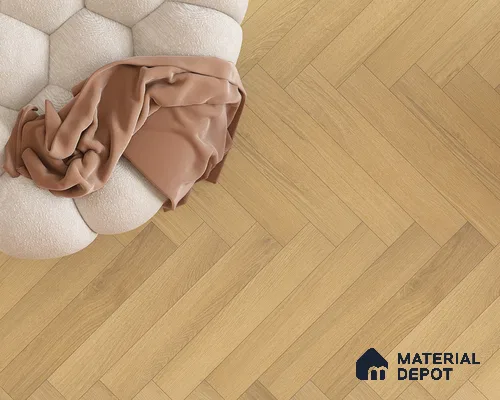 Hybrid HDF Herringbone Embossed Laminate Wood Floor AC5 Grade LF 00344 Livanti Golden Walnut 24 x 4 inch (600x100 mm) - 10 mm | 100 HRS Spill Proof | ESCT Technology | Anti Static and Stain Resistant | 0.5 mm V Groove | 2G Click Lock | 36 Plank Variations | 25 Years Guarantee