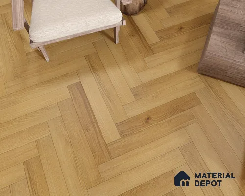 Hybrid HDF Herringbone Embossed Laminate Wood Floor AC5 Grade LF 00344 B Livanti Rich Caramel Walnut 24 x 4 inch (600x100 mm) - 10 mm | 100 HRS Spill Proof | ESCT Technology | Anti Static and Stain Resistant | 0.5 mm V Groove | 2G Click Lock | 36 Plank Variations | 25 Years Guarantee