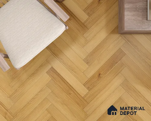 Hybrid HDF Herringbone Embossed Laminate Wood Floor AC5 Grade LF 00344 B Livanti Rich Caramel Walnut 24 x 4 inch (600x100 mm) - 10 mm | 100 HRS Spill Proof | ESCT Technology | Anti Static and Stain Resistant | 0.5 mm V Groove | 2G Click Lock | 36 Plank Variations | 25 Years Guarantee