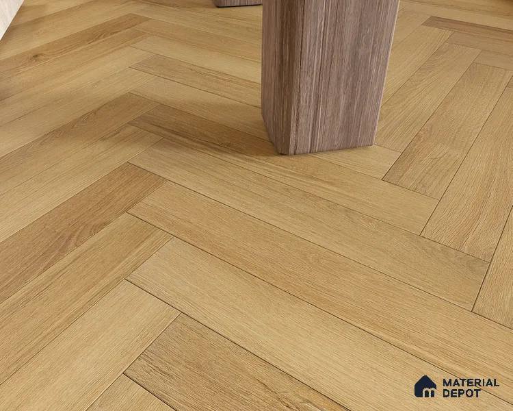 Hybrid HDF Herringbone Embossed Laminate Wood Floor AC5 Grade LF 00344 B Livanti Rich Caramel Walnut 24 x 4 inch (600x100 mm) - 10 mm | 100 HRS Spill Proof | ESCT Technology | Anti Static and Stain Resistant | 0.5 mm V Groove | 2G Click Lock | 36 Plank Variations | 25 Years Guarantee