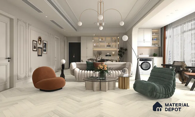 Hybrid HDF Herringbone Embossed Laminate Wood Floor AC5 Grade LF 00344 C Livanti Silver Grey Walnut 24 x 4 inch (600x100 mm) - 10 mm | 100 HRS Spill Proof | ESCT Technology | Anti Static and Stain Resistant | 0.5 mm V Groove | 2G Click Lock | 36 Plank Variations | 25 Years Guarantee