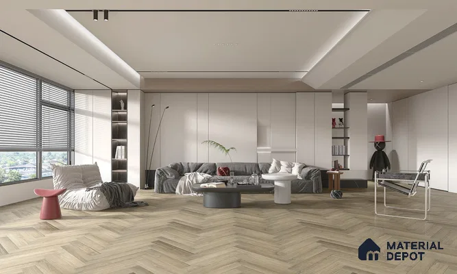 Hybrid HDF Herringbone Embossed Laminate Wood Floor AC5 Grade LF 00344 D Livanti Vintage Walnut 24 x 4 inch (600x100 mm) - 10 mm | 100 HRS Spill Proof | ESCT Technology | Anti Static and Stain Resistant | 0.5 mm V Groove | 2G Click Lock | 36 Plank Variations | 25 Years Guarantee