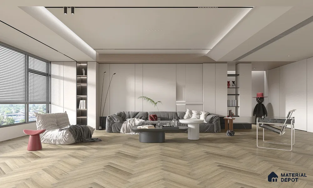 Hybrid HDF Herringbone Embossed Laminate Wood Floor AC5 Grade LF 00344 D Livanti Vintage Walnut 24 x 4 inch (600x100 mm) - 10 mm | 100 HRS Spill Proof | ESCT Technology | Anti Static and Stain Resistant | 0.5 mm V Groove | 2G Click Lock | 36 Plank Variations | 25 Years Guarantee