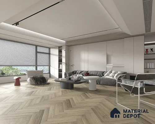 Hybrid HDF Herringbone Embossed Laminate Wood Floor AC5 Grade LF 00344 D Livanti Vintage Walnut 24 x 4 inch (600x100 mm) - 10 mm | 100 HRS Spill Proof | ESCT Technology | Anti Static and Stain Resistant | 0.5 mm V Groove | 2G Click Lock | 36 Plank Variations | 25 Years Guarantee
