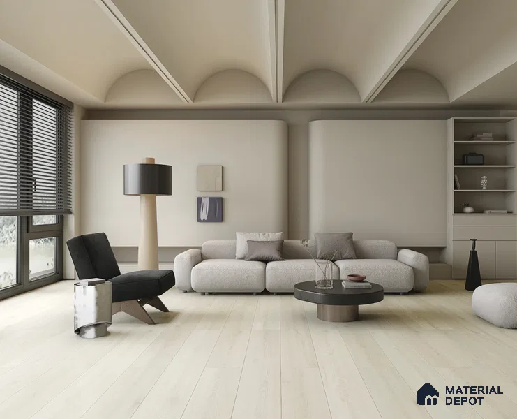 Hybrid HDF Laminate Wood Floor AC5 Grade LF 00345 B Grandios Harbor Mist 73 x 9 inch (1845x235 mm) - 10 mm | 100 HRS Spill Proof | EIR Surface | Anti Static and Stain Resistant | 0.5 mm V Groove | Uniclic | 36 Plank Variations