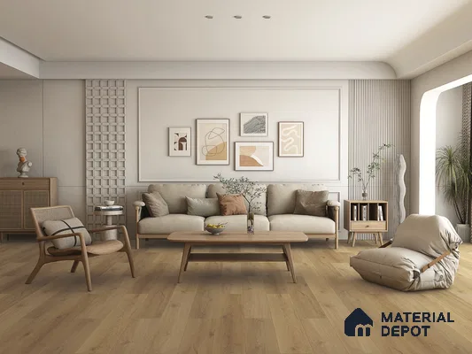 Hybrid HDF Laminate Wood Floor AC5 Grade LF 00345 Grandios Sunlit Glade 73 x 9 inch (1845x235 mm) - 10 mm | 100 HRS Spill Proof | EIR Surface | Anti Static and Stain Resistant | 0.5 mm V Groove | Uniclic | 36 Plank Variations