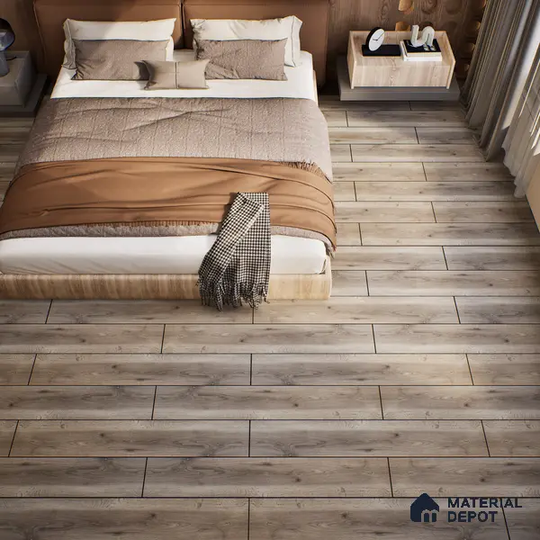 HDF Embossed Laminate Wood Floor AC4 Class 32 Grade Impulse Mountain Grey LF 00303 G 48 x 8 inch (1215x195 mm) - 8 mm | Embossed Natural Wood Surface | Square Edge | Arc Click Locking System with Moisture Resistant Yellow HDF Board | 7-10 Years Warranty