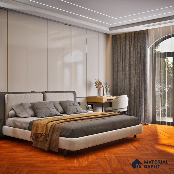 HDF Embossed Herringbone Laminate Wood Floor AC5 Class 33 Grade Imperlia Smoked Oak LF 00313 D 24x4 inch (600x100 mm) - 10 mm | Designer Wood Grain Textures | V Groove | Arc Click System with Moisture Resistant Yellow Backing | 12-15 Years Warranty