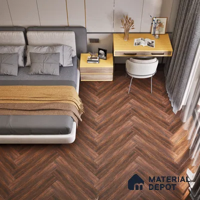 HDF Embossed Herringbone Laminate Wood Floor AC5 Class 33 Grade Imperlia Smoked Oak LF 00313 D 24x4 inch (600x100 mm) - 10 mm | Designer Wood Grain Textures | V Groove | Arc Click System with Moisture Resistant Yellow Backing | 12-15 Years Warranty