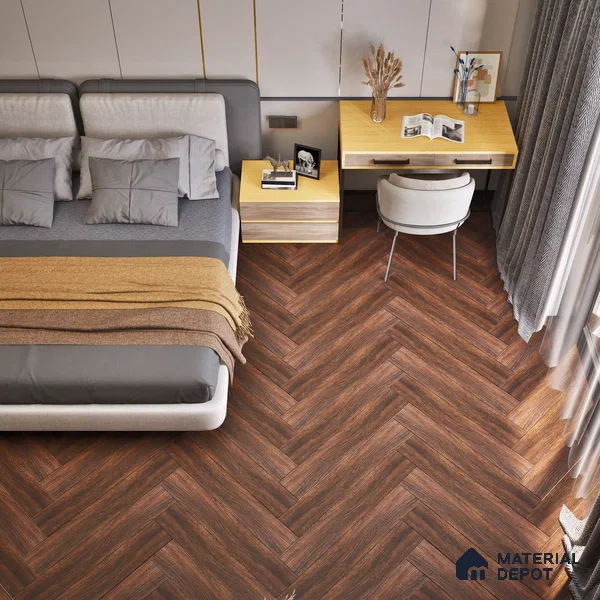 HDF Embossed Herringbone Laminate Wood Floor AC5 Class 33 Grade Imperlia Smoked Oak LF 00313 D 24x4 inch (600x100 mm) - 10 mm | Designer Wood Grain Textures | V Groove | Arc Click System with Moisture Resistant Yellow Backing | 12-15 Years Warranty
