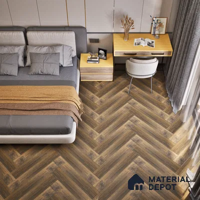 HDF Herringbone Laminate Wood Floor AC5 Class 33 Grade Lyca Oak Lime LF 00306 E 32 x 5 inch (808x125 mm) - 12 mm | Natural Wood Grain Surface | V Groove | Wax Coated | Unilin Click System with Special Beige Plank Backing | 12-15 Years Warranty