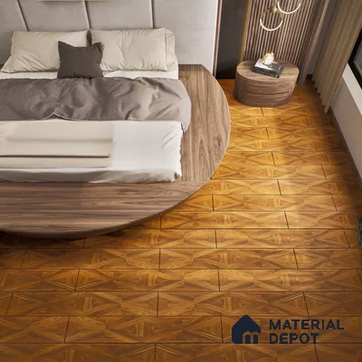 HDF Parquet Laminate Wood Floor AC5 Class 33 Grade Parquet Royal Oak LF 00314 C 32x16 inch (806x405 mm) - 12 mm | Natural Wood Grain Surface | V Groove | Unilin Click Locking System with Moisture Resistant Beige Backing | 12-15 Years Warranty
