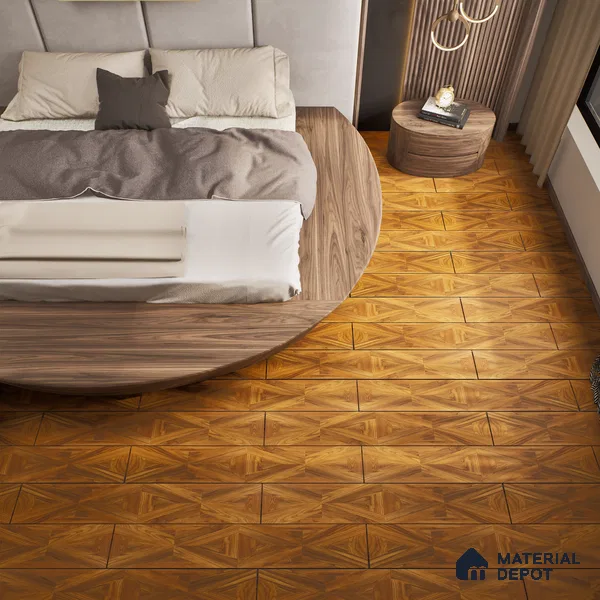 HDF Parquet Laminate Wood Floor AC5 Class 33 Grade Parquet Royal Oak LF 00314 C 32x16 inch (806x405 mm) - 12 mm | Natural Wood Grain Surface | V Groove | Unilin Click Locking System with Moisture Resistant Beige Backing | 12-15 Years Warranty