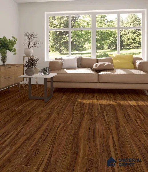 HDF Real Groove Laminate Wood Floor AC4 Grade LF 00318 Radice Golden Teak 48 x 8 inch (1218x198 mm) - 8 mm | Aqua Protect 12 Hours Water Resistance | 15 Years Guarantee | Anti Static and Stain Resistant | Straight Edge | Wood Embossed Surface | Double Click Installation | 8 Plank Variations