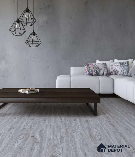 HDF Real Groove Laminate Wood Floor AC4 Grade LF 00318 C Radice Grey Bleached Oak 48 x 8 inch (1218x198 mm) - 8 mm | Aqua Protect 12 Hours Water Resistance | 15 Years Guarantee | Anti Static and Stain Resistant | Straight Edge | Wood Embossed Surface | Double Click Installation | 8 Plank Variations