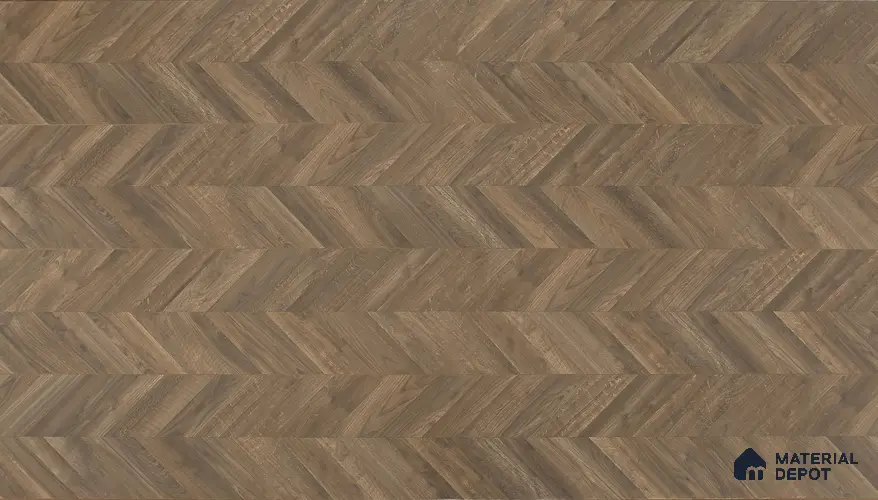 HDF Chevron Authentic Embossed Laminate Wood Floor AC5 Grade LF 00330 D Patternia Milk Chocolate 48 x 12 inch (1215x300 mm) - 8 mm | Aqua Protect 12 Hours Water Resistance | Anti Static and Stain Resistant | 0.5 mm V Groove | Real Wood Touch Surface | Uniclic Installation | 14 Plank Variations | 20 Years Warranty
