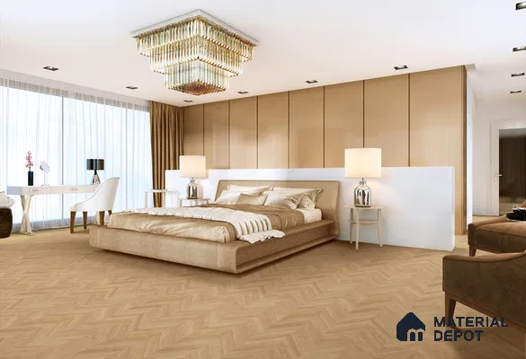 HDF Chevron Authentic Embossed Laminate Wood Floor AC5 Grade LF 00330 B Patternia Moon Light 48 x 12 inch (1215x300 mm) - 8 mm | Aqua Protect 12 Hours Water Resistance | Anti Static and Stain Resistant | 0.5 mm V Groove | Real Wood Touch Surface | Uniclic Installation | 14 Plank Variations | 20 Years Warranty