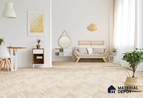 HDF Chevron Authentic Embossed Laminate Wood Floor AC5 Grade LF 00330 C Patternia Pastle 48 x 12 inch (1215x300 mm) - 8 mm | Aqua Protect 12 Hours Water Resistance | Anti Static and Stain Resistant | 0.5 mm V Groove | Real Wood Touch Surface | Uniclic Installation | 14 Plank Variations | 20 Years Warranty