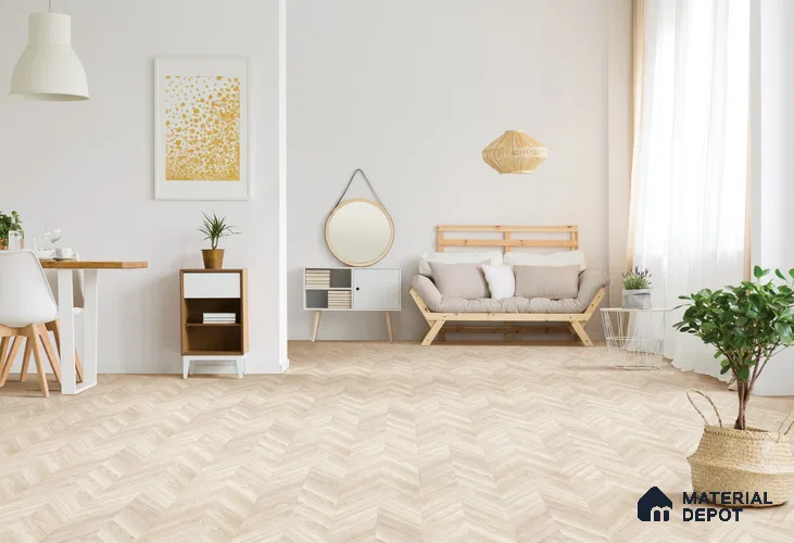 HDF Chevron Authentic Embossed Laminate Wood Floor AC5 Grade LF 00330 C Patternia Pastle 48 x 12 inch (1215x300 mm) - 8 mm | Aqua Protect 12 Hours Water Resistance | Anti Static and Stain Resistant | 0.5 mm V Groove | Real Wood Touch Surface | Uniclic Installation | 14 Plank Variations | 20 Years Warranty