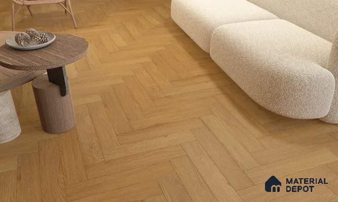 HDF Herringbone Matte Surface Laminate Wood Floor AC5 Grade LF 00332 B Beaconia Forest Oak 19 x 4 inch (470x95 mm) - 8 mm | Aqua Protect 12 Hours Water Resistance | Anti Static and Stain Resistant | 0.5 mm V Groove | Real Wood Touch Surface | Uniclic Installation | 36 Plank Variations | 20 Years Warranty