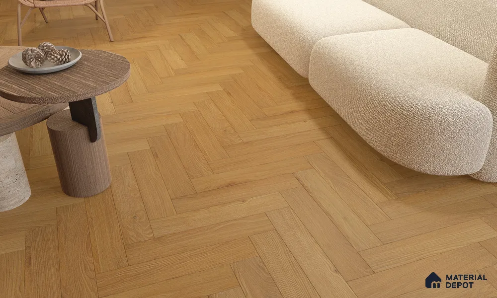 HDF Herringbone Matte Surface Laminate Wood Floor AC5 Grade LF 00332 B Beaconia Forest Oak 19 x 4 inch (470x95 mm) - 8 mm | Aqua Protect 12 Hours Water Resistance | Anti Static and Stain Resistant | 0.5 mm V Groove | Real Wood Touch Surface | Uniclic Installation | 36 Plank Variations | 20 Years Warranty