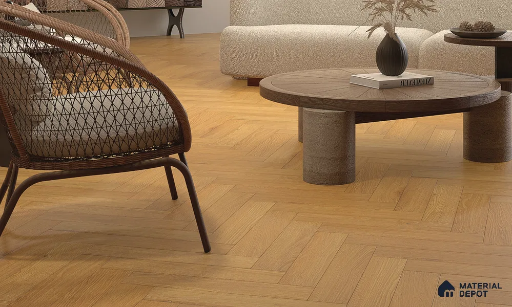 HDF Herringbone Matte Surface Laminate Wood Floor AC5 Grade LF 00332 B Beaconia Forest Oak 19 x 4 inch (470x95 mm) - 8 mm | Aqua Protect 12 Hours Water Resistance | Anti Static and Stain Resistant | 0.5 mm V Groove | Real Wood Touch Surface | Uniclic Installation | 36 Plank Variations | 20 Years Warranty
