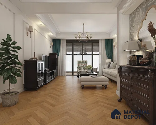 HDF Herringbone Matte Surface Laminate Wood Floor AC5 Grade LF 00332 C Beaconia Hobart Oak 19 x 4 inch (470x95 mm) - 8 mm | Aqua Protect 12 Hours Water Resistance | Anti Static and Stain Resistant | 0.5 mm V Groove | Real Wood Touch Surface | Uniclic Installation | 36 Plank Variations | 20 Years Warranty