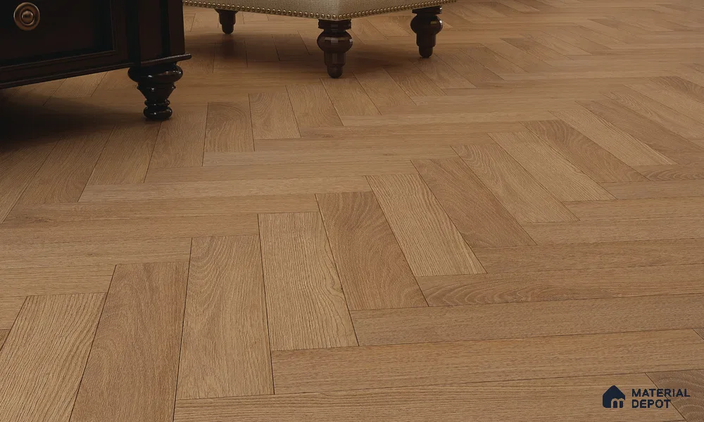 HDF Herringbone Matte Surface Laminate Wood Floor AC5 Grade LF 00332 C Beaconia Hobart Oak 19 x 4 inch (470x95 mm) - 8 mm | Aqua Protect 12 Hours Water Resistance | Anti Static and Stain Resistant | 0.5 mm V Groove | Real Wood Touch Surface | Uniclic Installation | 36 Plank Variations | 20 Years Warranty