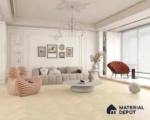 HDF Herringbone Matte Surface Laminate Wood Floor AC5 Grade LF 00332 D Beaconia Opal Oak 19 x 4 inch (470x95 mm) - 8 mm | Aqua Protect 12 Hours Water Resistance | Anti Static and Stain Resistant | 0.5 mm V Groove | Real Wood Touch Surface | Uniclic Installation | 36 Plank Variations | 20 Years Warranty