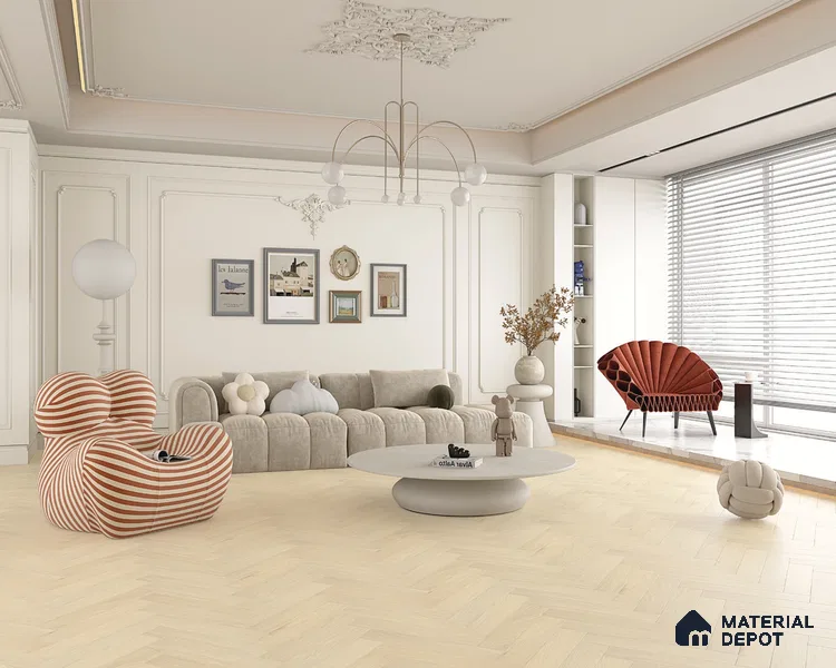 HDF Herringbone Matte Surface Laminate Wood Floor AC5 Grade LF 00332 D Beaconia Opal Oak 19 x 4 inch (470x95 mm) - 8 mm | Aqua Protect 12 Hours Water Resistance | Anti Static and Stain Resistant | 0.5 mm V Groove | Real Wood Touch Surface | Uniclic Installation | 36 Plank Variations | 20 Years Warranty
