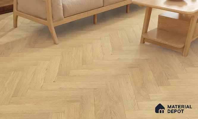 HDF Herringbone Matte Surface Laminate Wood Floor AC5 Grade LF 00332 E Beaconia Primera Oak 19 x 4 inch (470x95 mm) - 8 mm | Aqua Protect 12 Hours Water Resistance | Anti Static and Stain Resistant | 0.5 mm V Groove | Real Wood Touch Surface | Uniclic Installation | 36 Plank Variations | 20 Years Warranty