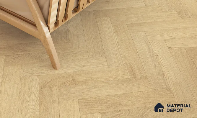 HDF Herringbone Matte Surface Laminate Wood Floor AC5 Grade LF 00332 E Beaconia Primera Oak 19 x 4 inch (470x95 mm) - 8 mm | Aqua Protect 12 Hours Water Resistance | Anti Static and Stain Resistant | 0.5 mm V Groove | Real Wood Touch Surface | Uniclic Installation | 36 Plank Variations | 20 Years Warranty