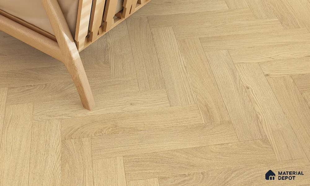HDF Herringbone Matte Surface Laminate Wood Floor AC5 Grade LF 00332 E Beaconia Primera Oak 19 x 4 inch (470x95 mm) - 8 mm | Aqua Protect 12 Hours Water Resistance | Anti Static and Stain Resistant | 0.5 mm V Groove | Real Wood Touch Surface | Uniclic Installation | 36 Plank Variations | 20 Years Warranty