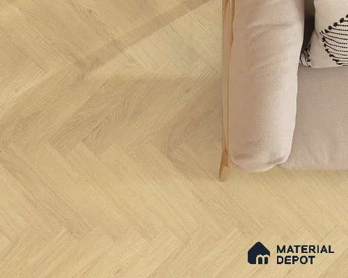 HDF Herringbone Matte Surface Laminate Wood Floor AC5 Grade LF 00332 E Beaconia Primera Oak 19 x 4 inch (470x95 mm) - 8 mm | Aqua Protect 12 Hours Water Resistance | Anti Static and Stain Resistant | 0.5 mm V Groove | Real Wood Touch Surface | Uniclic Installation | 36 Plank Variations | 20 Years Warranty