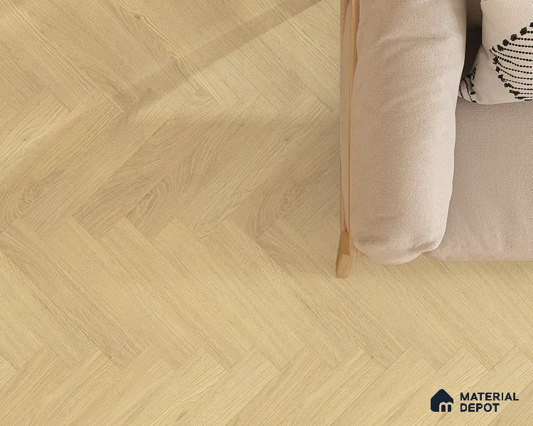 HDF Herringbone Matte Surface Laminate Wood Floor AC5 Grade LF 00332 E Beaconia Primera Oak 19 x 4 inch (470x95 mm) - 8 mm | Aqua Protect 12 Hours Water Resistance | Anti Static and Stain Resistant | 0.5 mm V Groove | Real Wood Touch Surface | Uniclic Installation | 36 Plank Variations | 20 Years Warranty