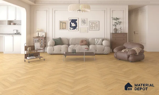 HDF Herringbone Matte Surface Laminate Wood Floor AC5 Grade LF 00332 Beaconia Spartan Oak 19 x 4 inch (470x95 mm) - 8 mm | Aqua Protect 12 Hours Water Resistance | Anti Static and Stain Resistant | 0.5 mm V Groove | Real Wood Touch Surface | Uniclic Installation | 36 Plank Variations | 20 Years Warranty