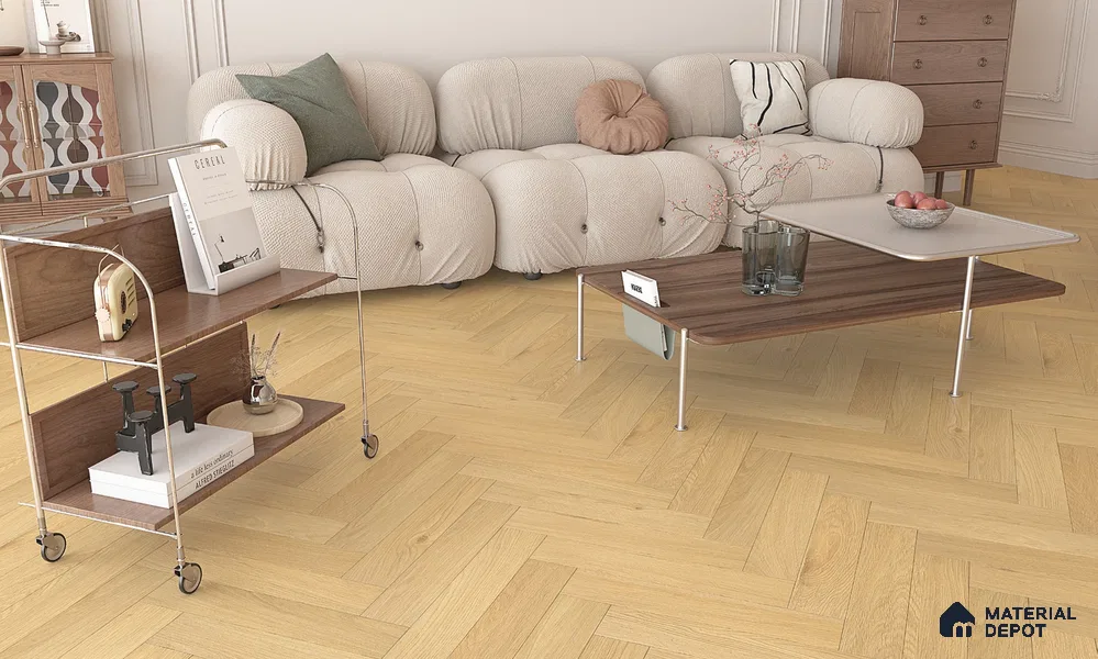 HDF Herringbone Matte Surface Laminate Wood Floor AC5 Grade LF 00332 Beaconia Spartan Oak 19 x 4 inch (470x95 mm) - 8 mm | Aqua Protect 12 Hours Water Resistance | Anti Static and Stain Resistant | 0.5 mm V Groove | Real Wood Touch Surface | Uniclic Installation | 36 Plank Variations | 20 Years Warranty