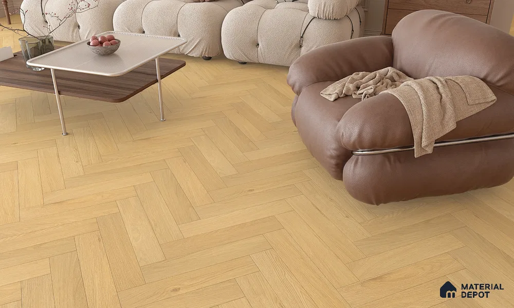 HDF Herringbone Matte Surface Laminate Wood Floor AC5 Grade LF 00332 Beaconia Spartan Oak 19 x 4 inch (470x95 mm) - 8 mm | Aqua Protect 12 Hours Water Resistance | Anti Static and Stain Resistant | 0.5 mm V Groove | Real Wood Touch Surface | Uniclic Installation | 36 Plank Variations | 20 Years Warranty