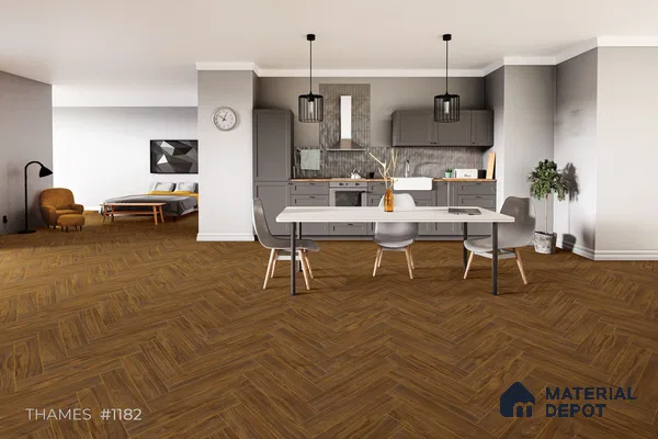 HDF Herringbone Matte Surface Laminate Wood Floor AC5 Grade LF 00331 Beaconia Thames 19 x 4 inch (470x95 mm) - 8 mm | Aqua Protect 12 Hours Water Resistance | Anti Static and Stain Resistant | 0.5 mm V Groove | Real Wood Touch Surface | Uniclic Installation | 36 Plank Variations | 20 Years Warranty